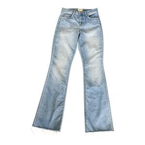 L’agence Ruth High Rise Flare Jeans 25 Distressed Raw Hem Made in USA Light Blue